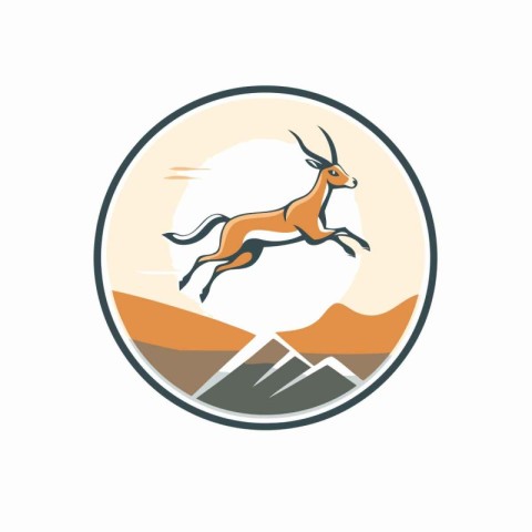 Gazelle in the mountains. Logo design template. Vector illustrat