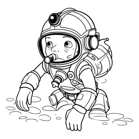 Illustration of a Cute Little Boy Wearing an Astronaut Costume