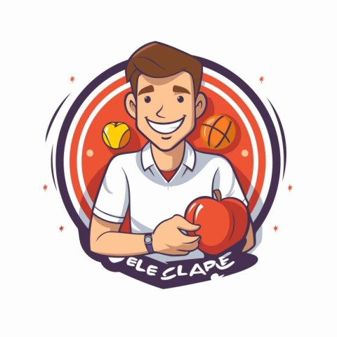 Vector illustration of a basketball player holding a ball and a