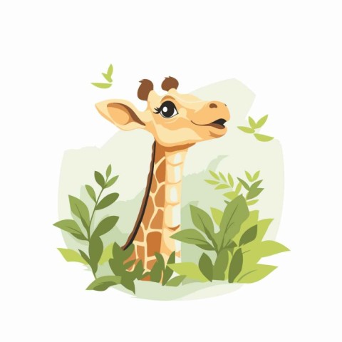 Cute giraffe cartoon character in flat style. Vector illustratio