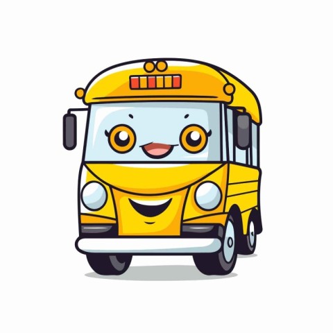 School bus character cartoon style vector illustration isolated