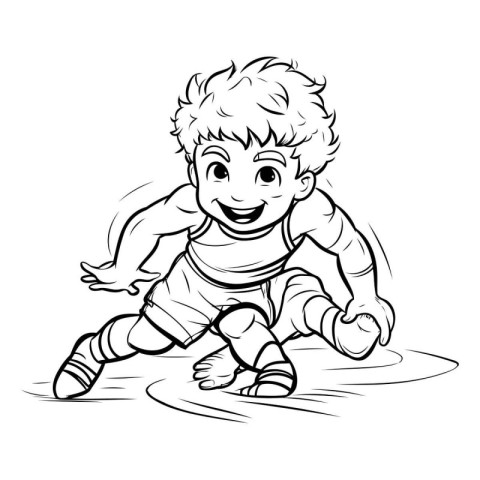 Soccer player - Black and White Cartoon Illustration for Colorin