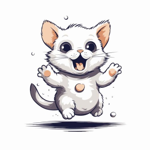 Cute cartoon cat. Vector illustration isolated on a white backgr