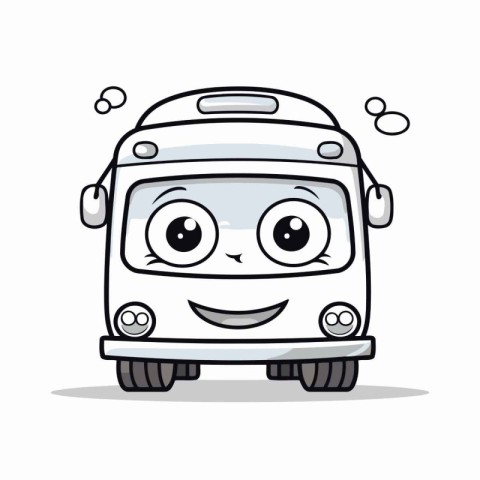 Smiling Bus Cartoon Character Mascot Vector Illustration. Transp