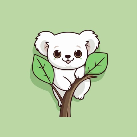 Cute koala sitting on a tree branch. Vector illustration.