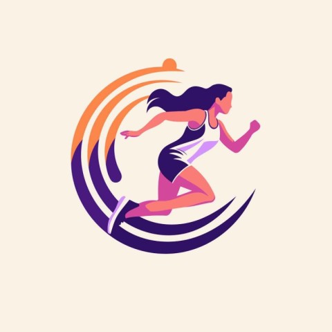 Running woman vector logo design template. Sport and healthy lif