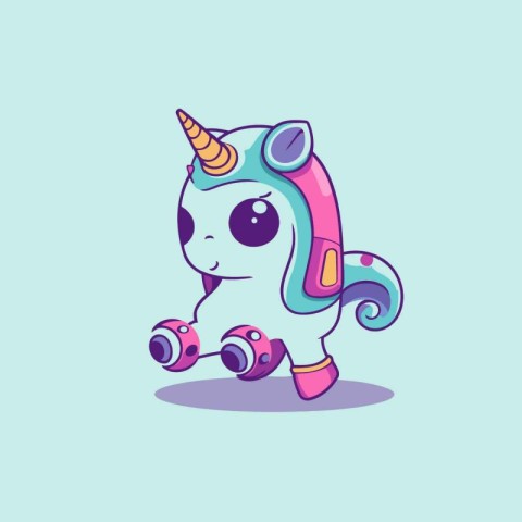 Cute cartoon unicorn. Vector illustration in a flat style on a b