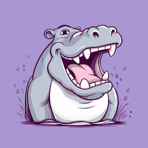 Cartoon hippo. Vector illustration of a hippopotamus.