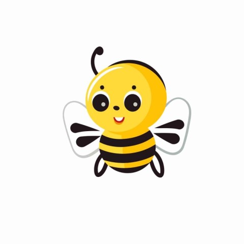 Cute bee cartoon character. Vector illustration isolated on whit