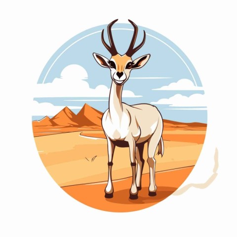 Pronghorn antelope in the desert. Vector illustration for your d