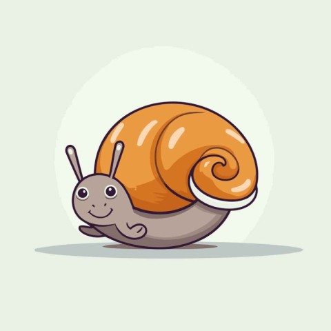 Cartoon snail on gray background. Vector illustration of a snail