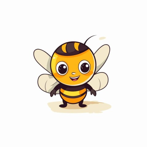 Cute cartoon bee. Vector illustration. Isolated on white backgro