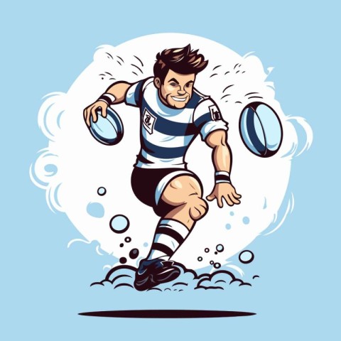 Rugby player in action. Vector illustration of a rugby player.