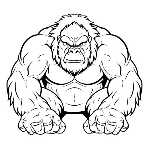 Gorilla Mascot. Vector illustration ready for vinyl cutting.