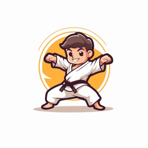 Taekwondo boy. Vector illustration on a white background.