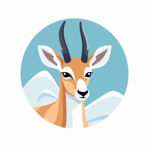 Gazelle. Round icon. Vector illustration in flat style.