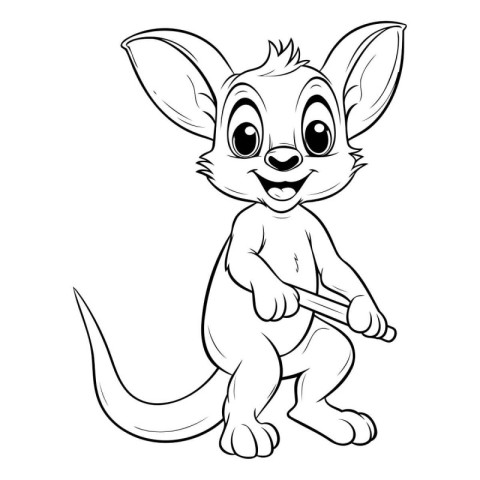 Cute kangaroo with a baseball bat. Vector illustration.