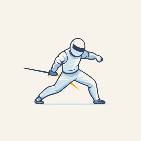 Fencing sport graphic design template. Vector illustration in fl