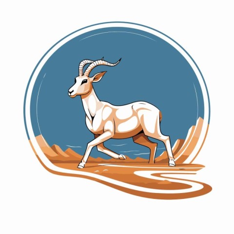 Goat in the desert on a white background. Vector illustration.