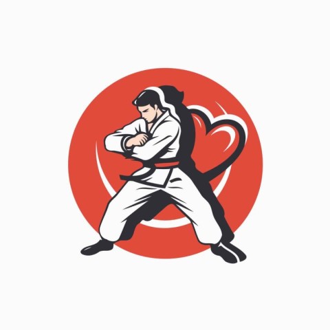 Karate man vector logo template. Karate vector logo design.