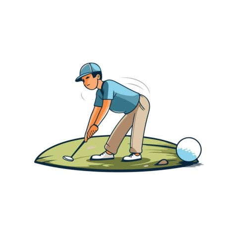 Golfer on a golf course. Vector illustration in cartoon style