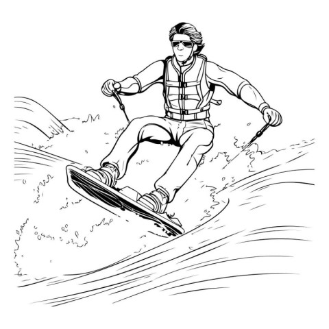 snowboarder in action. sketch for your design. vector illustrati