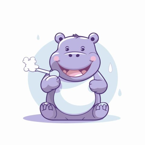 Cute hippopotamus cartoon character. Vector illustration on whit