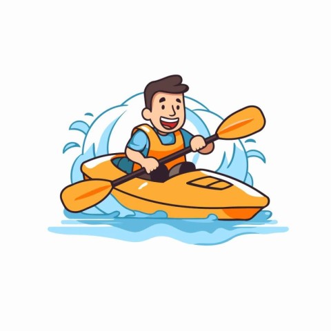 Man in a kayak. Vector illustration on a white background.