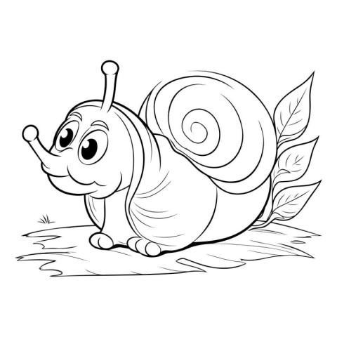 illustration of a snail on a white background. Coloring book