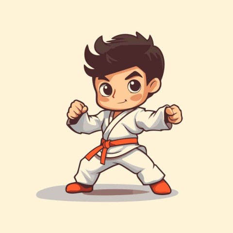 Karate boy cartoon vector illustration. Cartoon karate boy chara