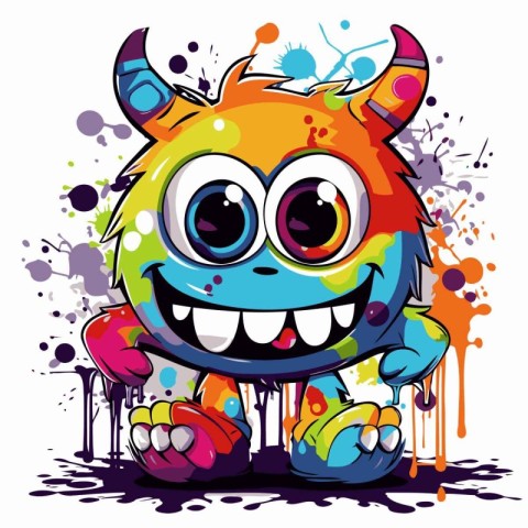 Funny cartoon monster on a white background. Vector illustration