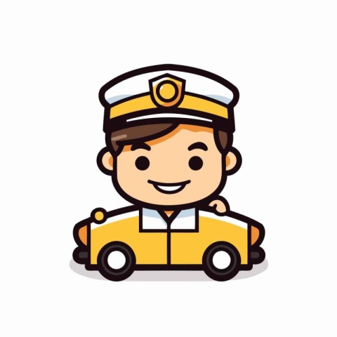 Pilot Car Cartoon Mascot Character Vector Icon Illustration Desi