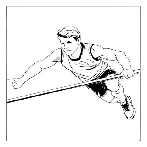 Vector illustration of a male track and field athlete running at