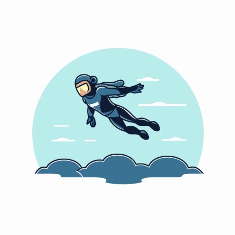 Skydiver flying in the sky. Vector illustration in flat style