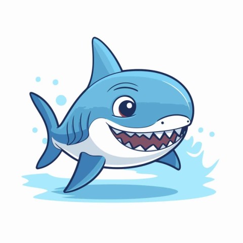 Cute cartoon shark. Vector illustration. Isolated on white backg