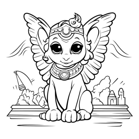 Sketch of an angel. Vector illustration for coloring book.