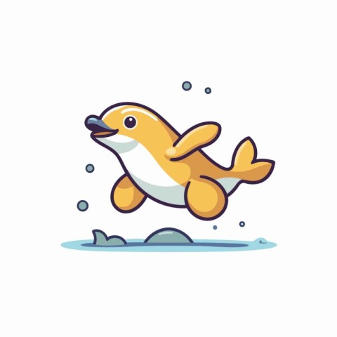 Cute little fish jumping out of the water. Vector illustration.