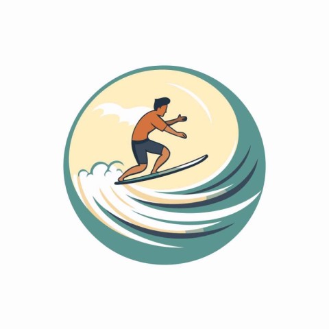 Surfer. Vector illustration of a man surfing on the waves.