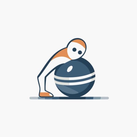 Vector illustration of fitness man doing push-ups on a ball.