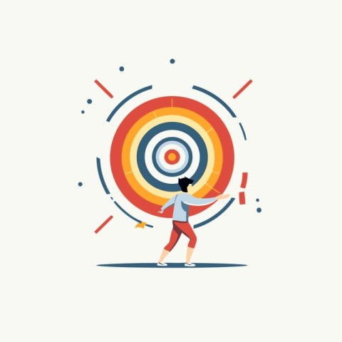 Target and goal concept. Vector illustration in flat style. Isol