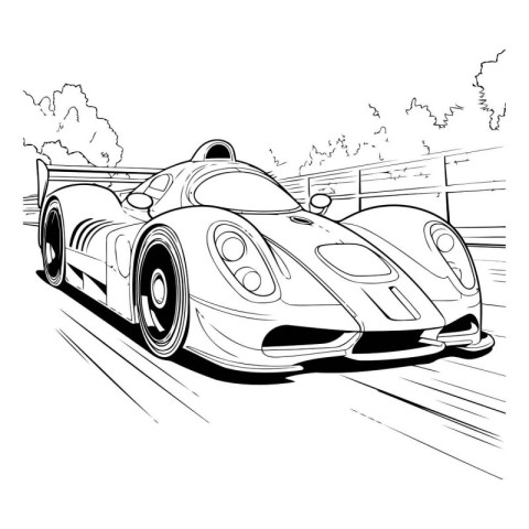 Vector illustration of a sport car on the road. Side view.