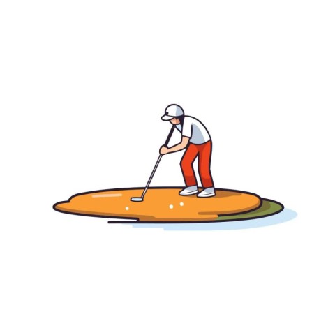 Golf player on the golf course. Flat style vector illustration.