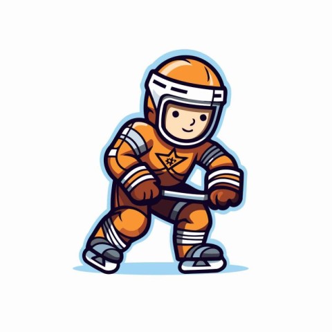 Cartoon ice hockey player. Vector illustration of ice hockey pla