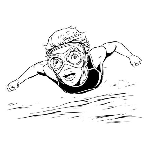 Swimmer. Black and white vector illustration of a swimmer.