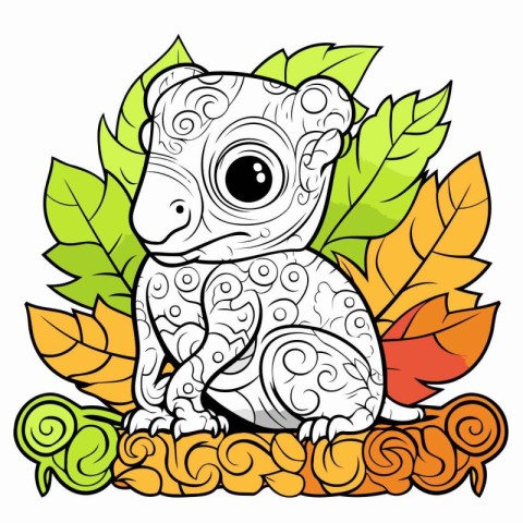 Vector image of a cute little koala on the background of autumn