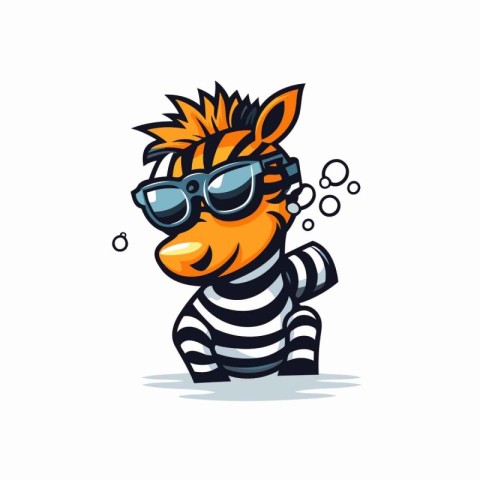 Zebra with sunglasses. Vector illustration isolated on a white b