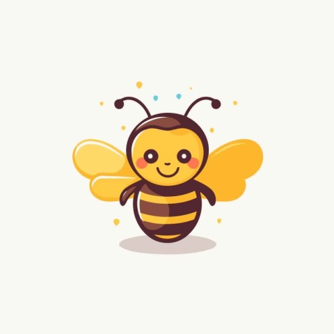 Cute cartoon bee icon. Vector illustration isolated on white bac