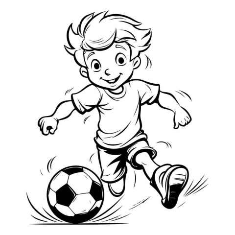 Vector illustration of a boy playing soccer isolated on a white