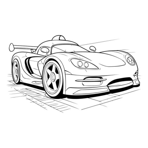 sketch of a sports car on a white background. vector illustratio