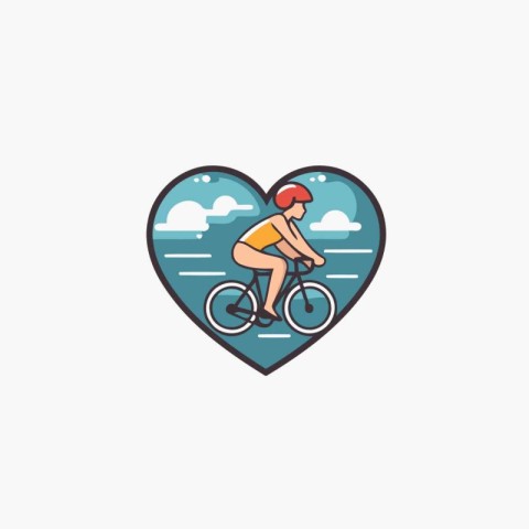 Cyclist icon in heart shape. Vector illustration of a cyclist ri